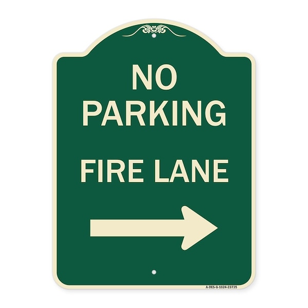 Signmission No Parking Fire Lane W/ Right Arrow Heavy-Gauge Aluminum Architectural Sign, 24" x 18", G-1824-23735 A-DES-G-1824-23735 - main